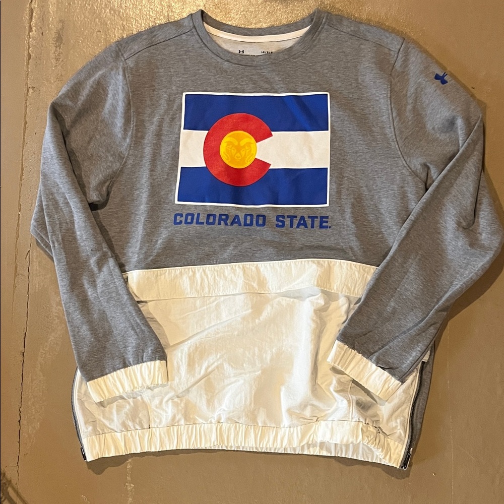 Colorado State University (CSU Rams) Crewneck - Gray and White - Underarmour